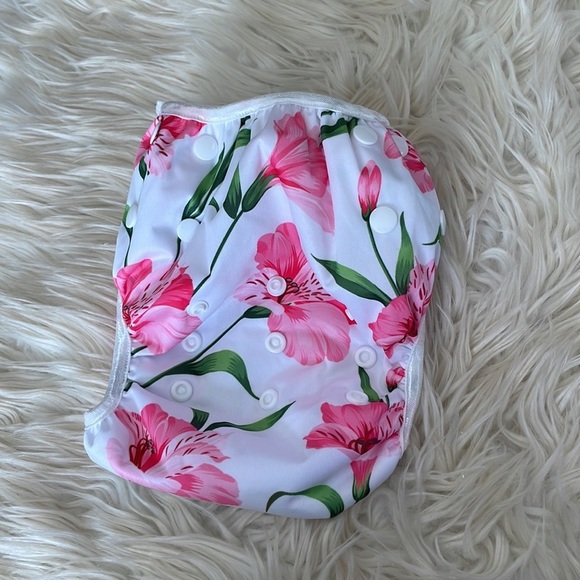 Alvababy floral pink azaleas reusable snap button baby diapers swim diaper OS - Picture 11 of 16